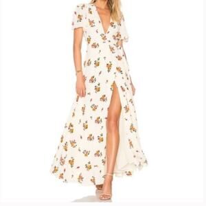 NWT Privacy Please Floral Plaza Kimono Cream Wrap Maxi Dress XS